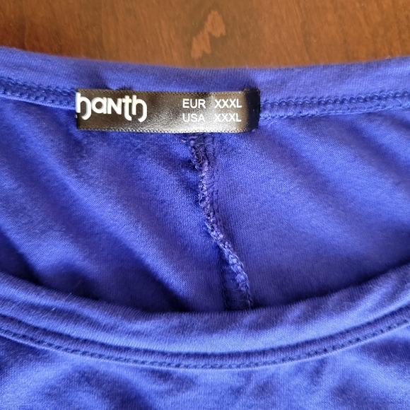 Royal blue 3/4 dolman sleeve top w ruched sides - Picture 4 of 5